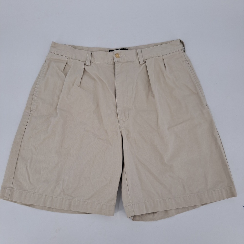 Polo Ralph Lauren Tyler Short Men 36 Cotton Khaki Tan Solid Pleated Chino Shorts